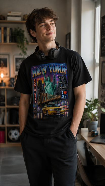 New York Skyline Graphic T-Shirt | Premium Heavyweight Tee