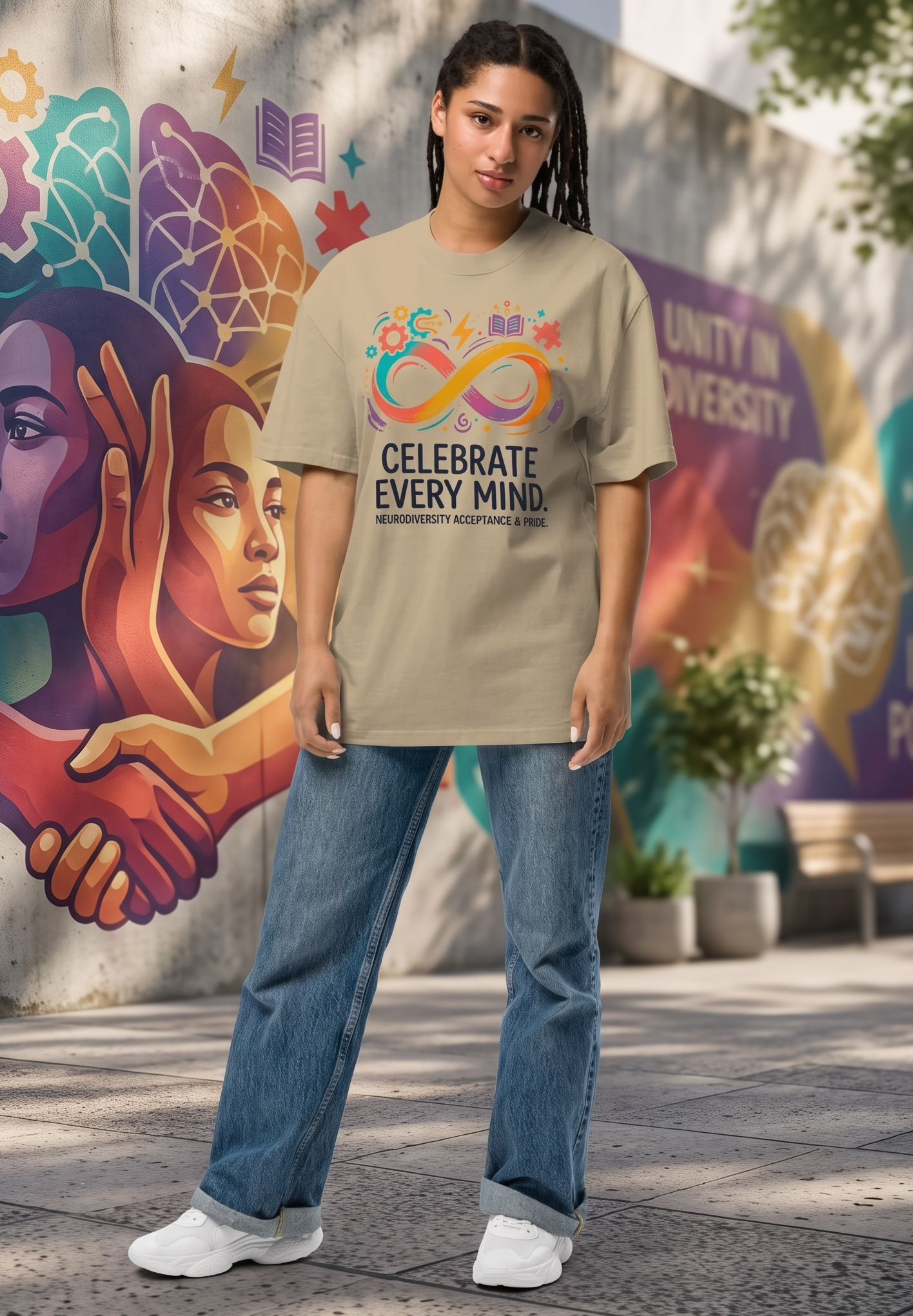 "Celebrate Every Mind" Heavyweight T-Shirt - Neurodiversity Oversized Tee