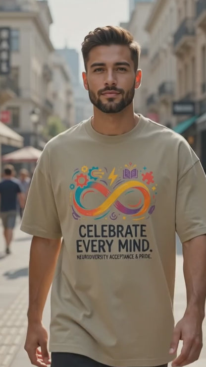 "Celebrate Every Mind" Heavyweight T-Shirt - Neurodiversity Oversized Tee